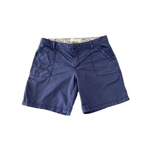 Eddie Bauer Womens Shorts 10 Blue Ripstop Bermuda Stretch Casual